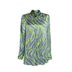 green aurora silk shirt
