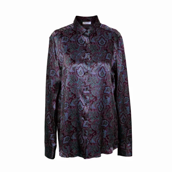 Camicia in seta base bordeaux stampa paisley - Silky Shirt Orizzonti