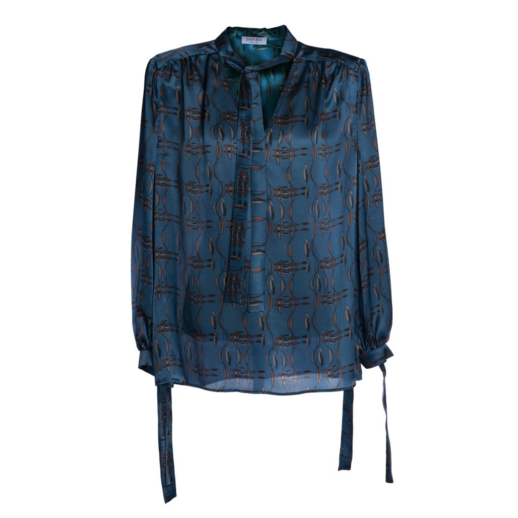 camicia in seta jasmine fantasia blu
