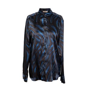 camicia in seta maculata blu