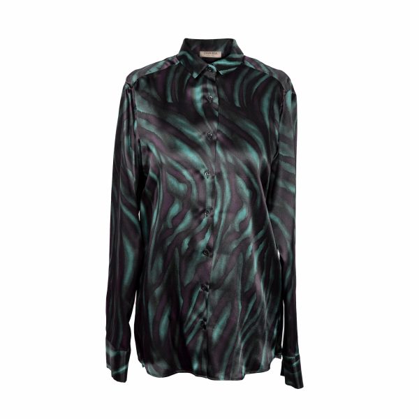 Camicia in seta maculata verde