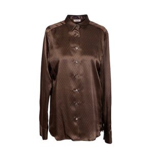 camicia in seta marrone