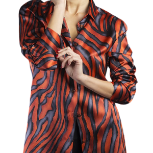 Camicia in seta rossa e nera