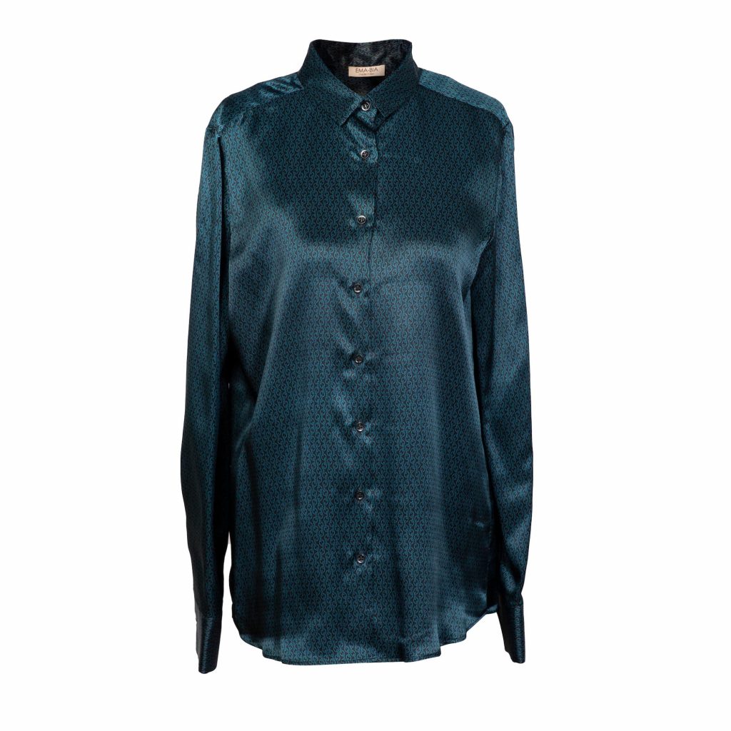 Camicia in seta verde petrolio
