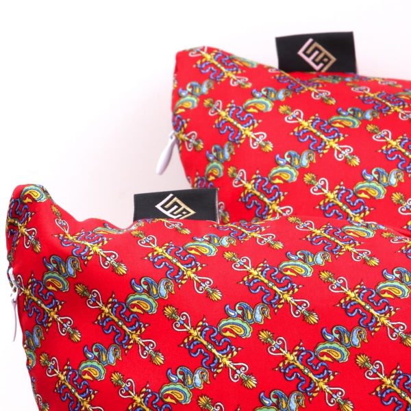 cushions squared furniture red
