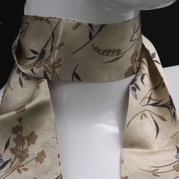 White and gray pure silk foulard