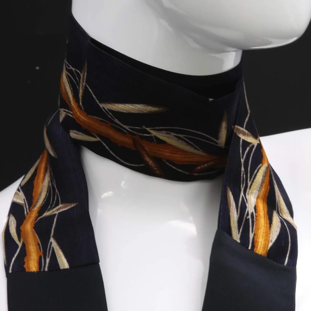 Blue silk foulard and stylized floral print