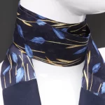 Blue silk foulard with stylized print