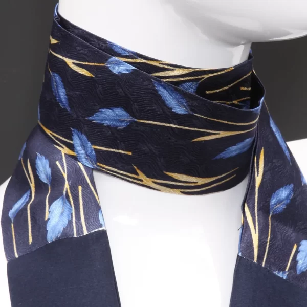 Blue silk foulard with stylized print
