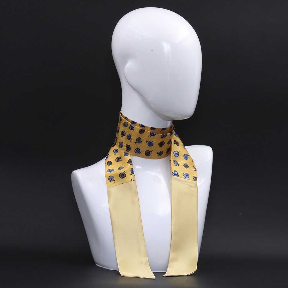 Small yellow scarf in pure silk - Silky Stripes, Made in Italy