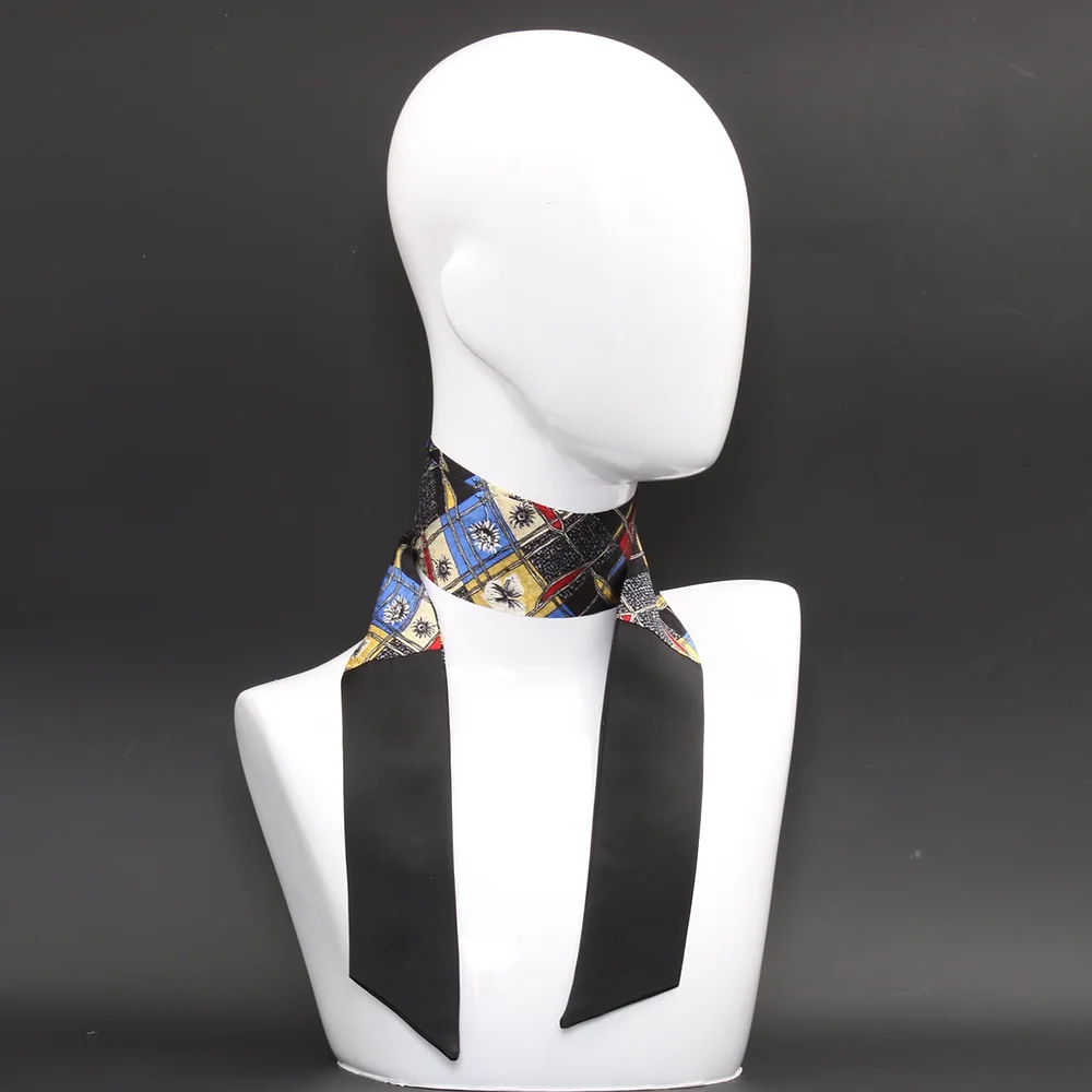 foulard-seta-nero-stampa-geometrica-multicolore Foulard seta nero stampa geometrica multicolore