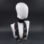 foulard-seta-nero-stampa-marrone