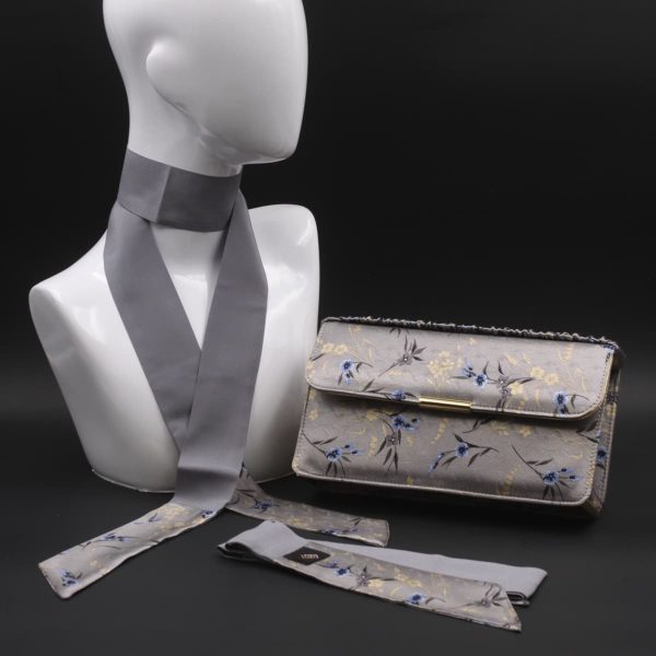 Kit Clutch borsetta in seta grigia e blu