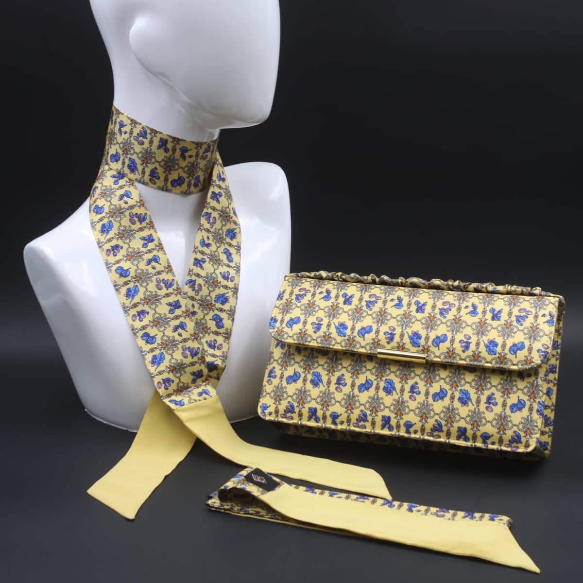 Kit clutch con disegno geometrico giallo