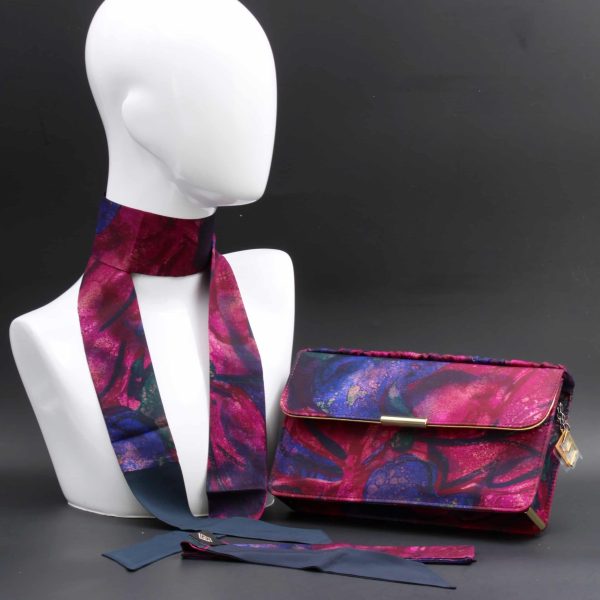 Kit Clutch in seta pochette viola