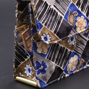 Kit Clutch in seta con stampa blu e beige
