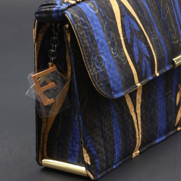 kit clutch leather and silk blue