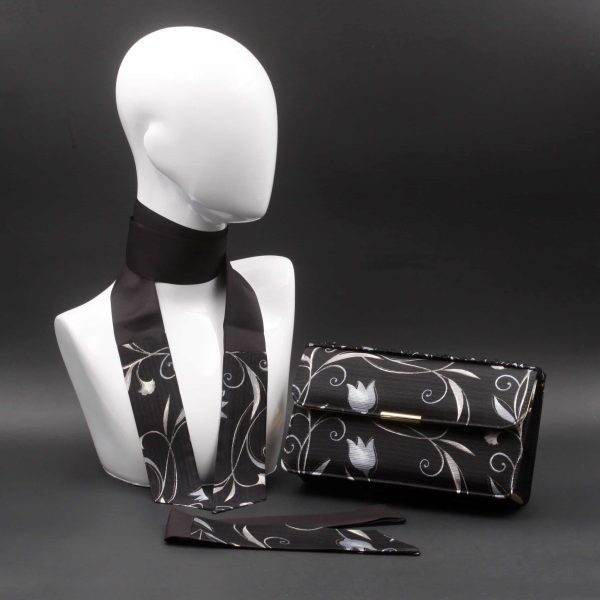 Kit Clutch nera foulard e borsetta