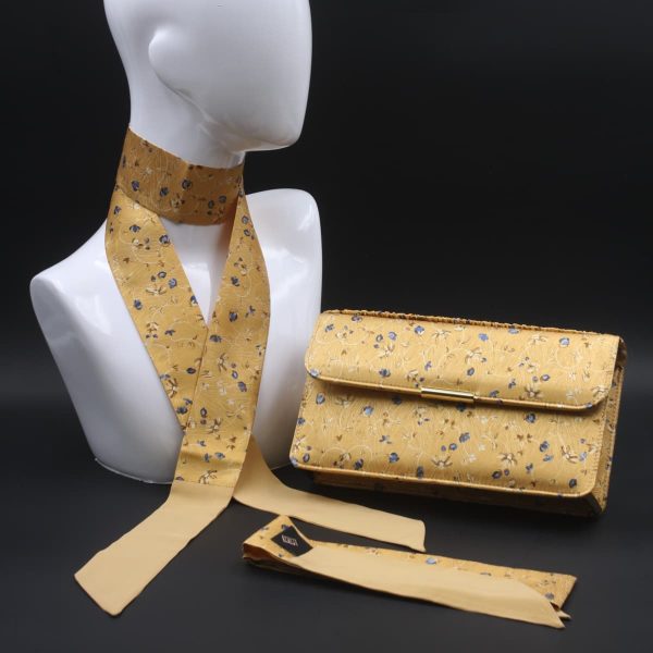 Kit clutch pochette in seta oro