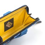 portafoglio pochette in seta e pelle blu nero interno