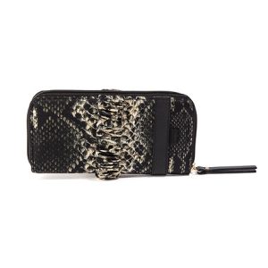 Portafoglio pochette in seta e pelle grigio