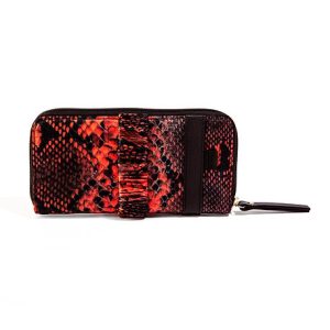 Wallet - Silk and Leather Clutch Bag Red - Silky Wallet
