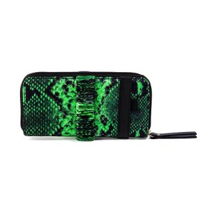 Wallet - silk and leather clutch bag green - Silky Wallet