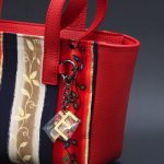 Shoulder bag woman in silk red