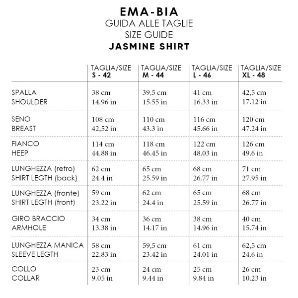 taglie jasmine ema bia
