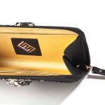 wallet pochette in silk and lather light grey