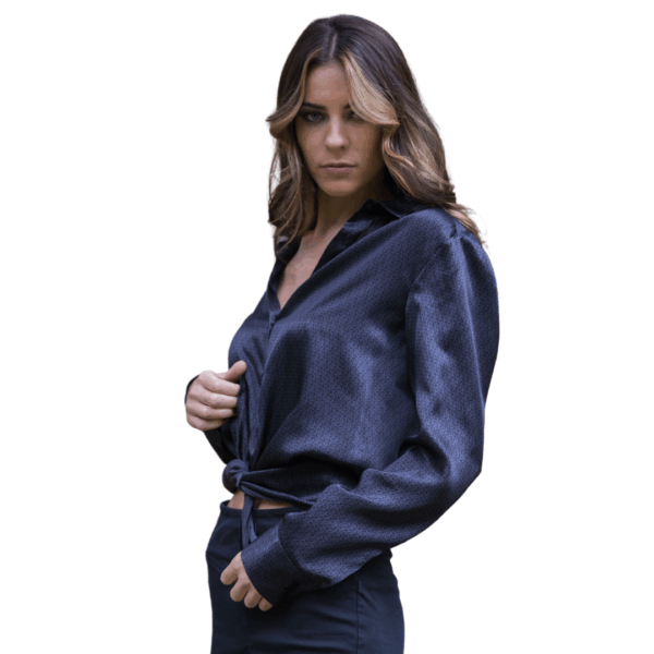 Hemd aus Seide Schwarz - Silky Shirt Orizzonti