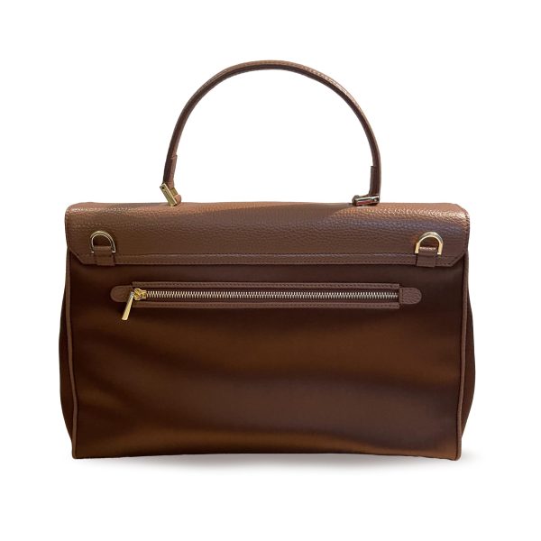 seiden- und lederhandtasche Silky Maya, braun, rückseite