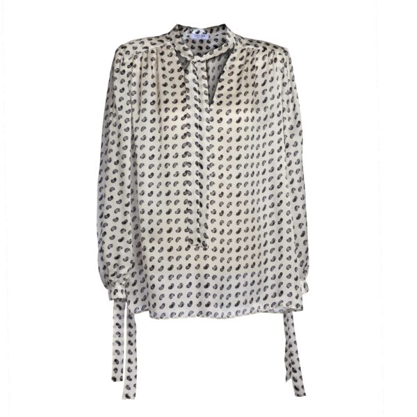 Camicia in seta Bianca e Grigia - Silky Shirt Natura Jasmine