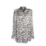 camicia in seta con stampa grigia