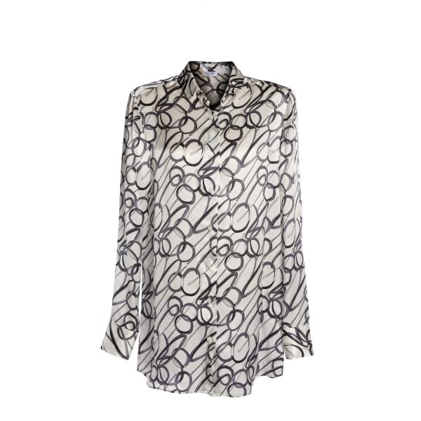 camicia in seta con stampa grigia