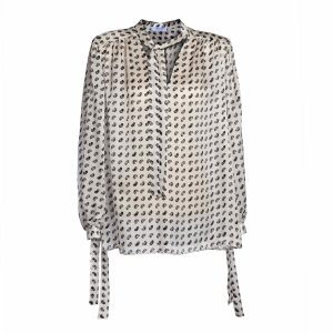 camicia in seta jasmine marrone e bianca