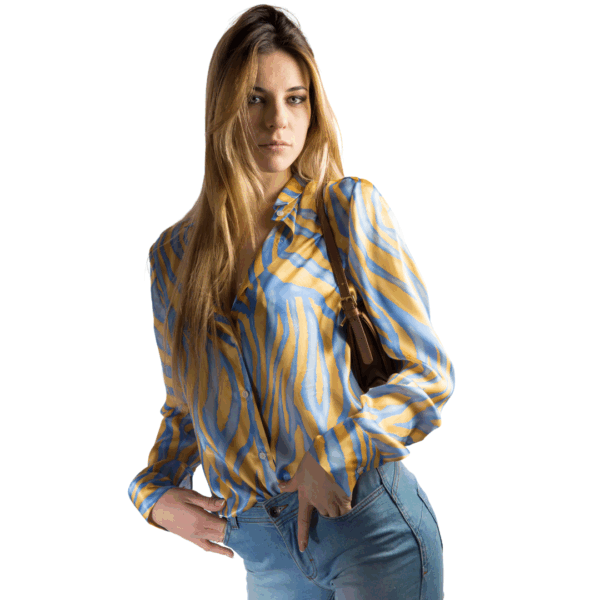 Seidenhemd mit Goldmuster - Silky Shirt Natura Aurora