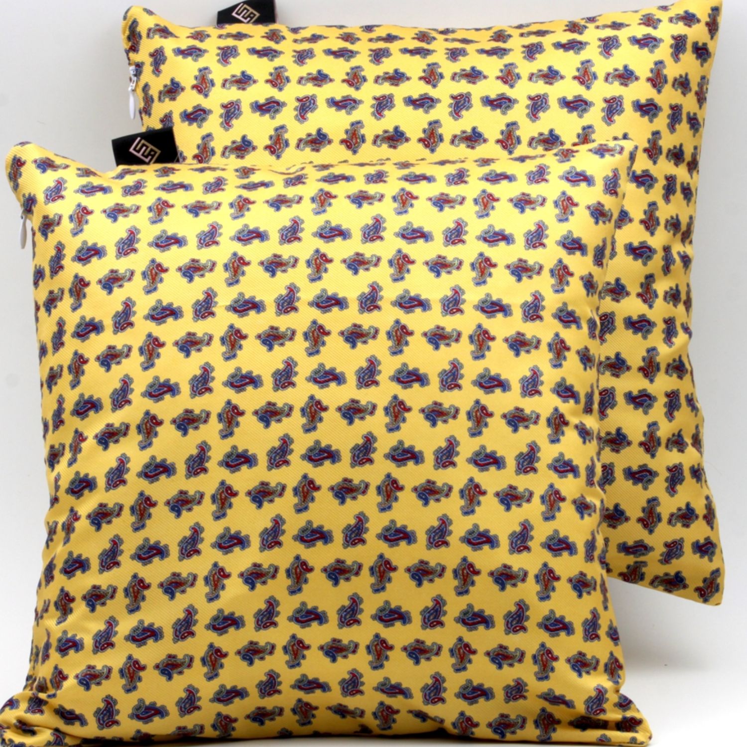 Cuscini quadrati arredo moderni giallo stampa cachemire - Silky Pillows Square blank