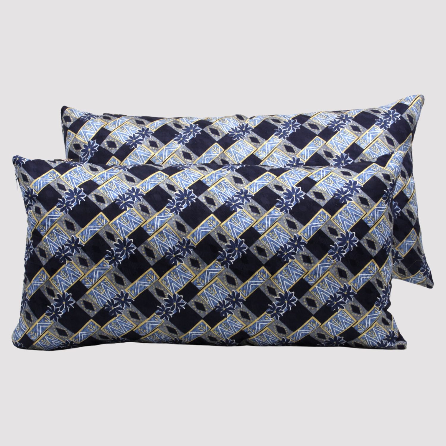 Cuscini rettangolari decorativi in seta Blu con stampa geometrica Silky Pillows Rectangular blank