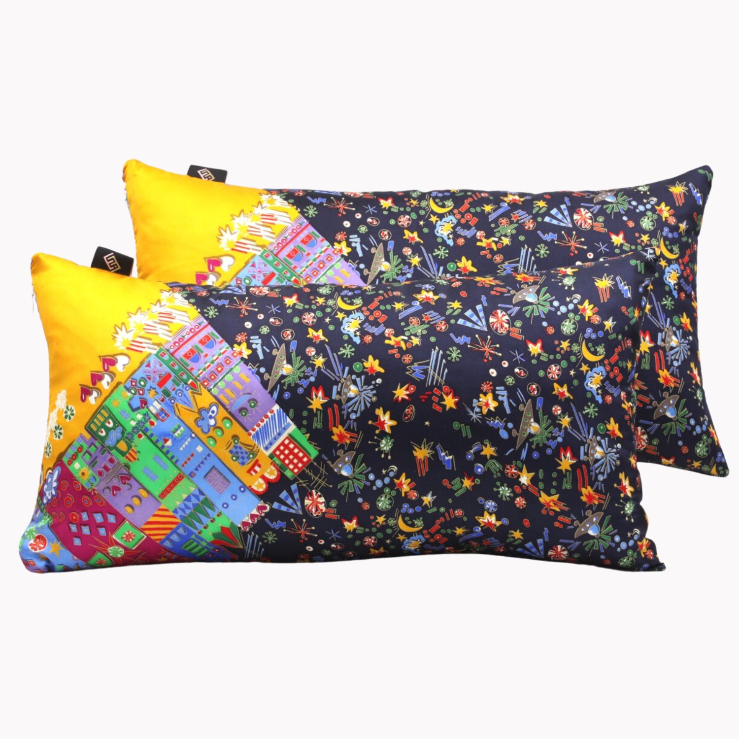 Cuscini rettangolari decorativi in seta Blu con stampa spaziale Silky Pillows Rectangular blank