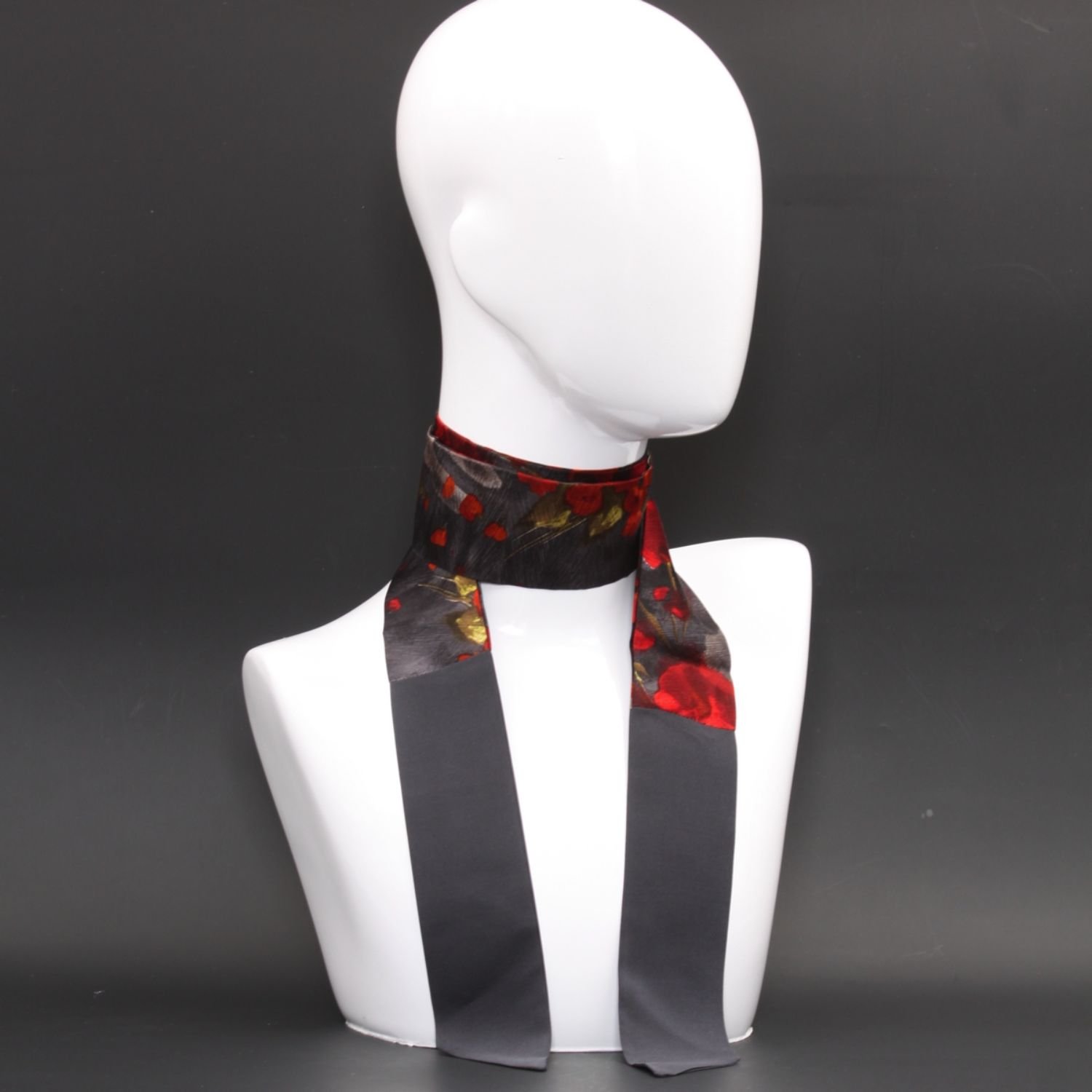 Foulard grigio in pura seta stampa floreale - Silky Stripes blank