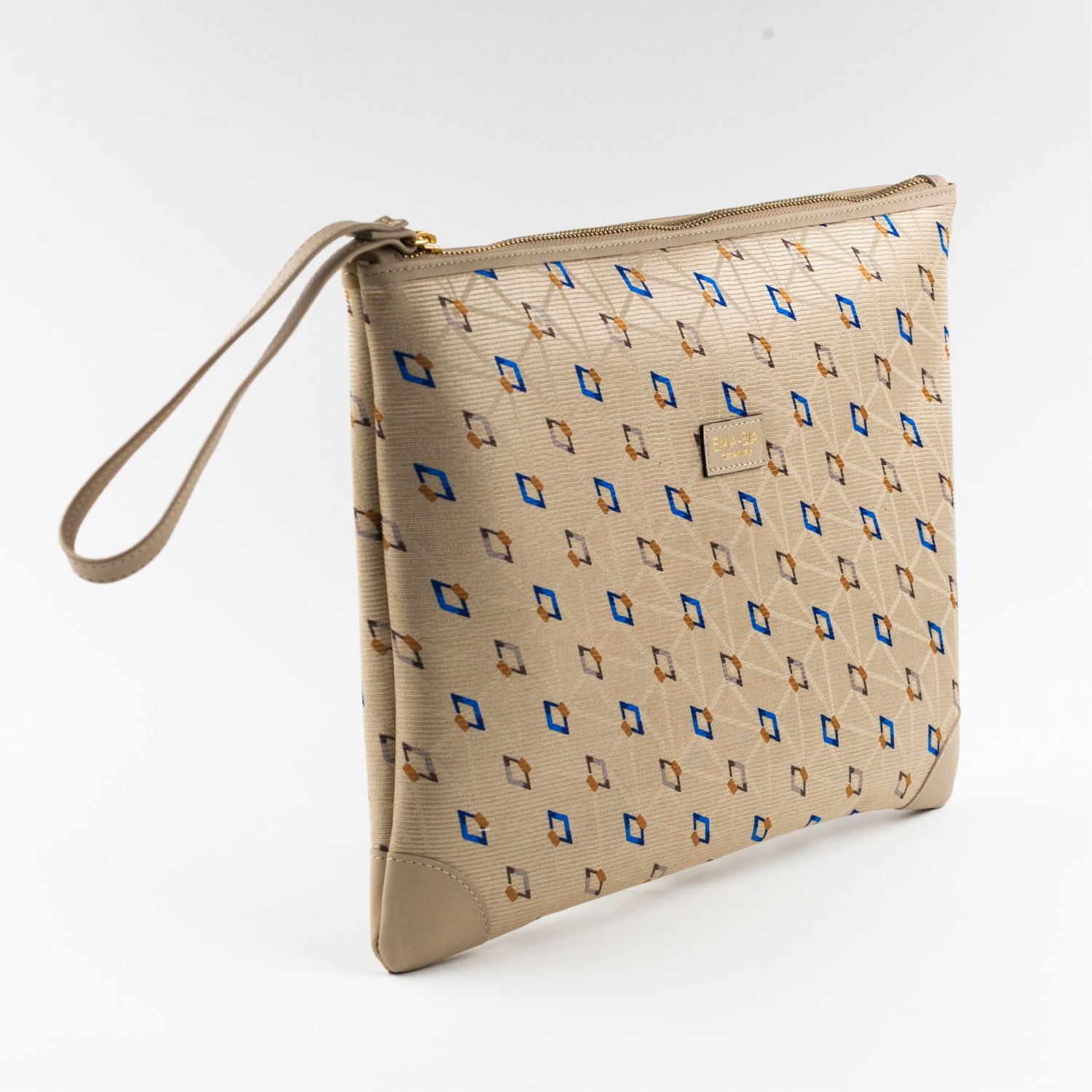 Pochette beige in seta con stampa - Silky T-case (1)