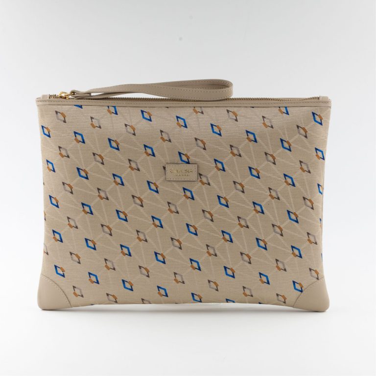Pochette beige in seta con stampa - Silky T-case