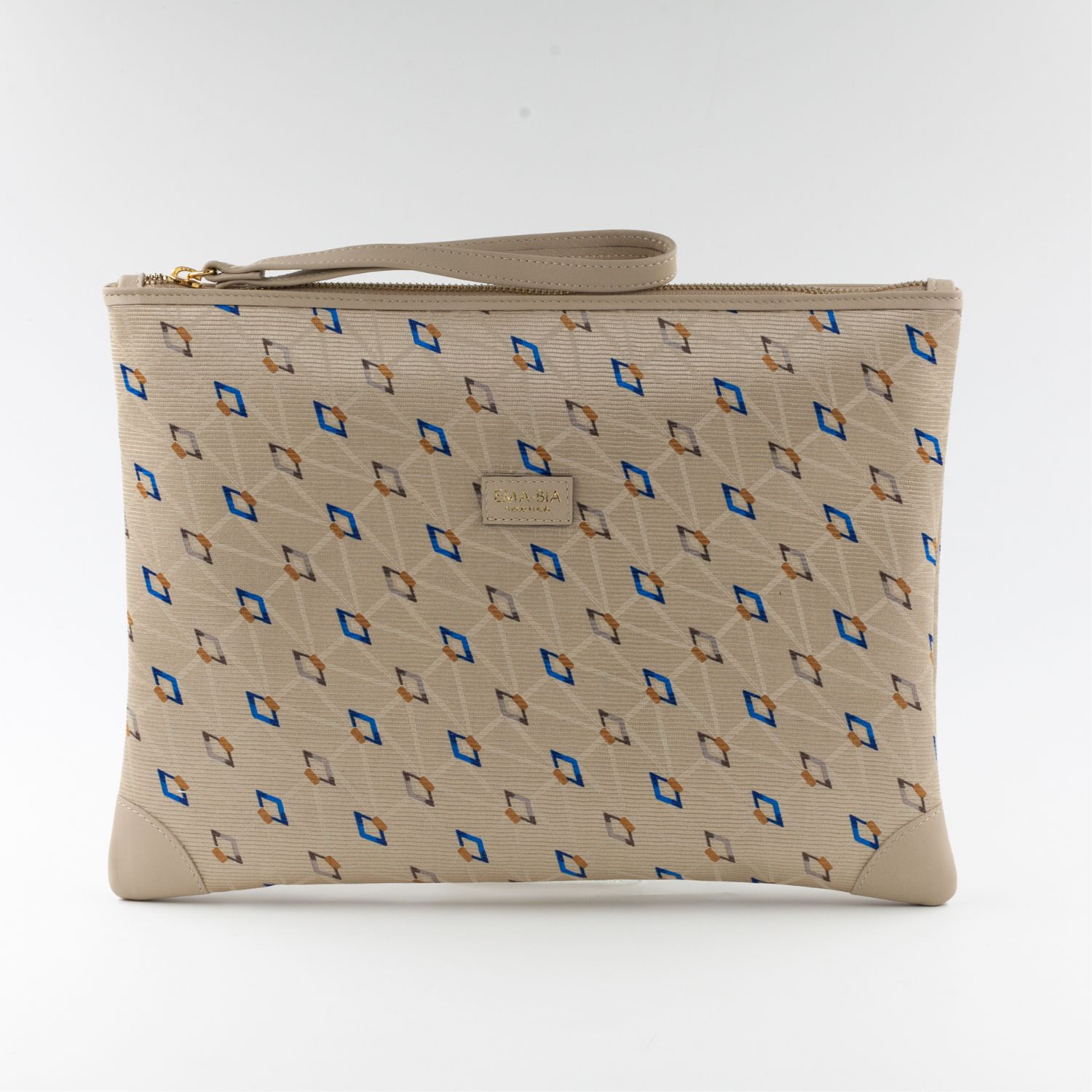 Pochette beige in seta con stampa - Silky T-case