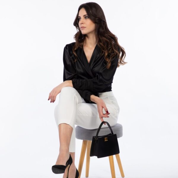 Borsa piccola nera in Seta e Pelle - Silky Bijou Ninfea