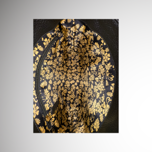 Borsa in pelle e seta a busta con tracolla e maniglia esterna nera oro - Silky T-Case pelle Ninfea